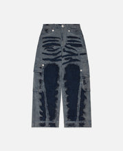 Hand Scratched Whisker Washed Denim Pants (Blue)