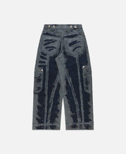 Hand Scratched Whisker Washed Denim Pants (Blue)