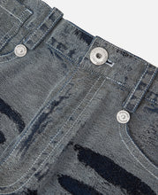 Hand Scratched Whisker Washed Denim Pants (Blue)