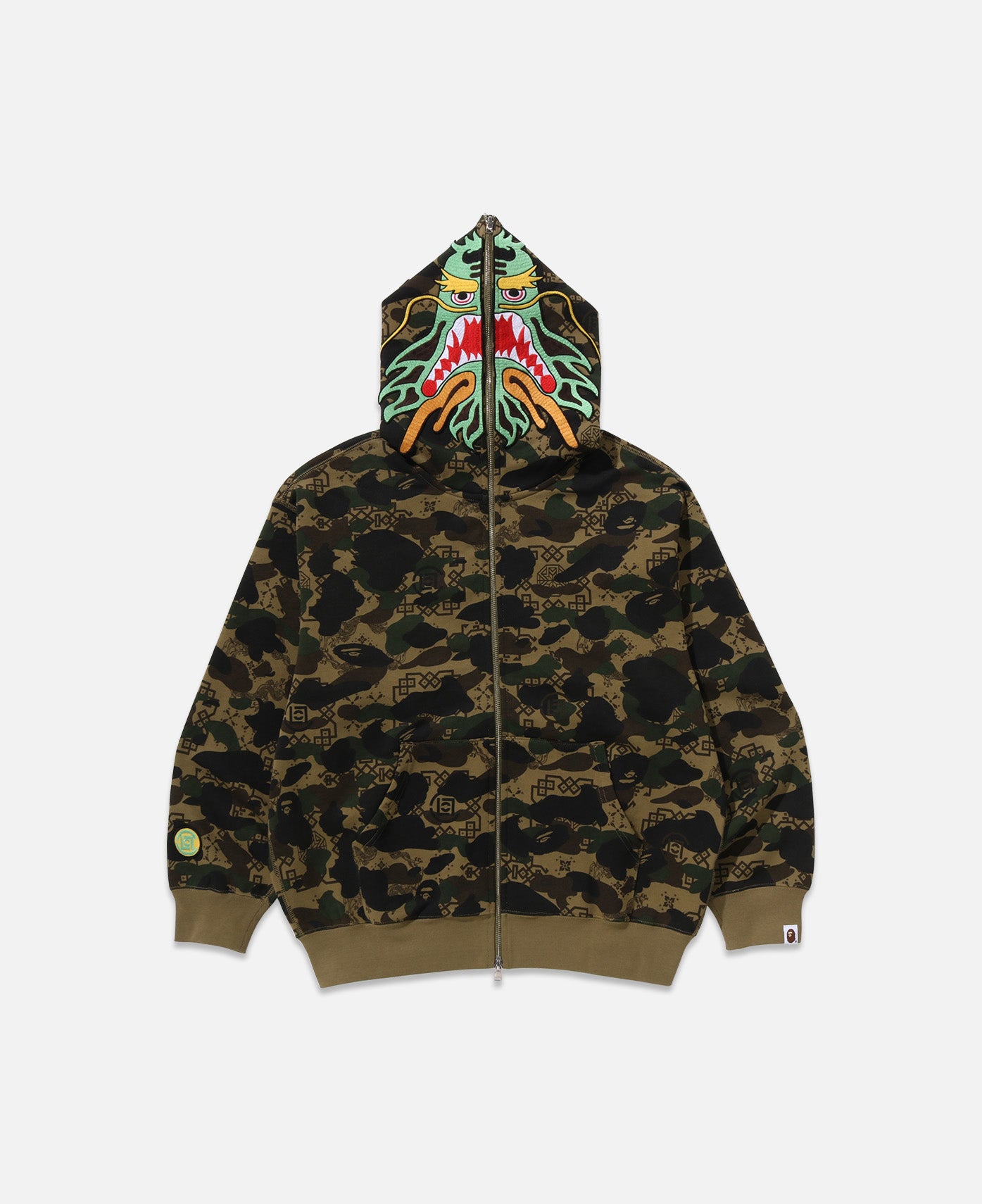 Camo Shark Full Zip Hoodie (Olive)