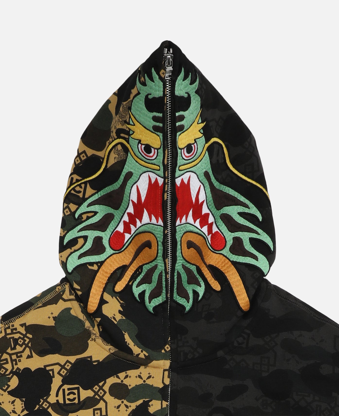 Camo Split Shark Relaxed Fit Full Zip Hoodie (Camo)