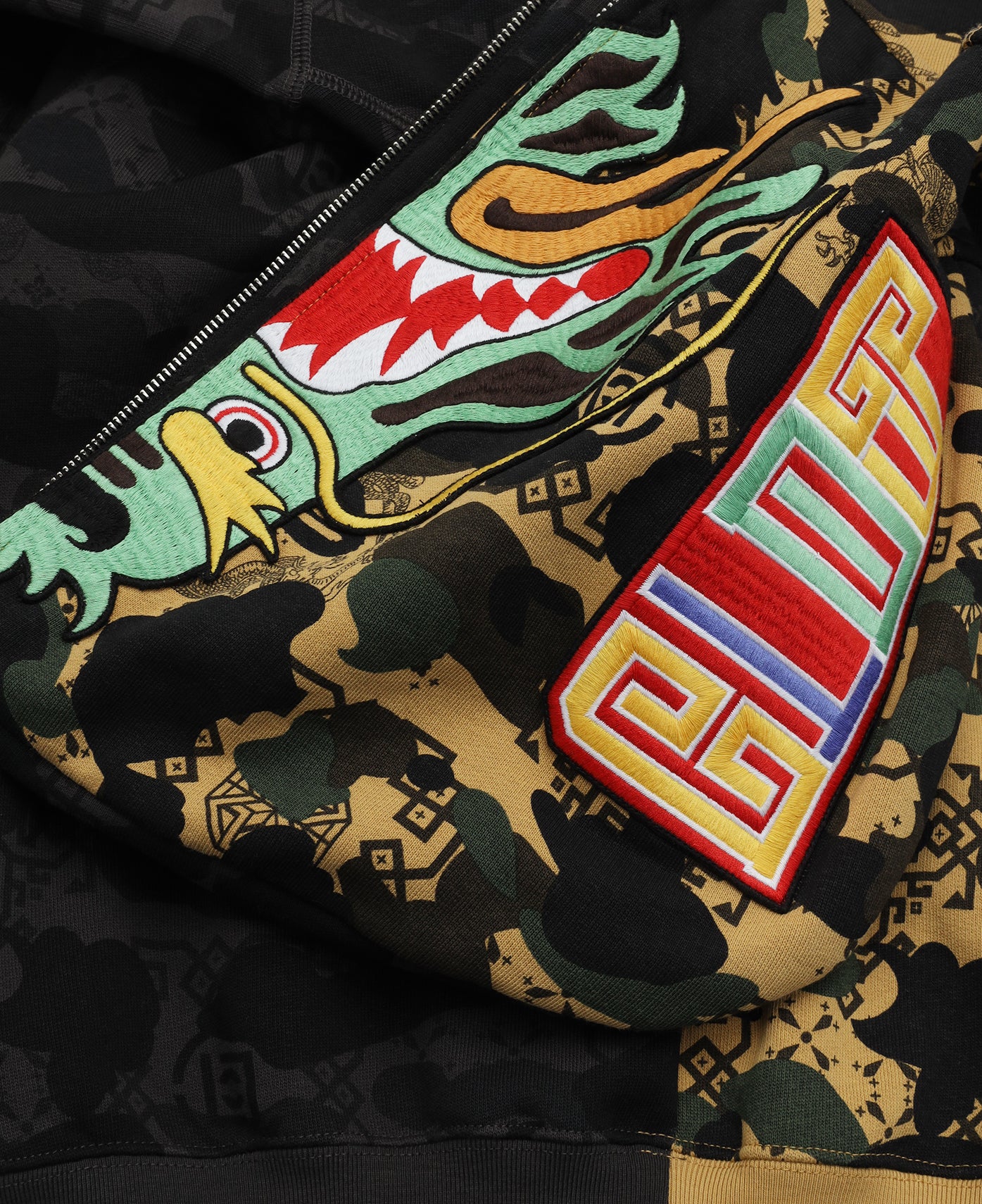 Camo Split Shark Relaxed Fit Full Zip Hoodie (Camo)