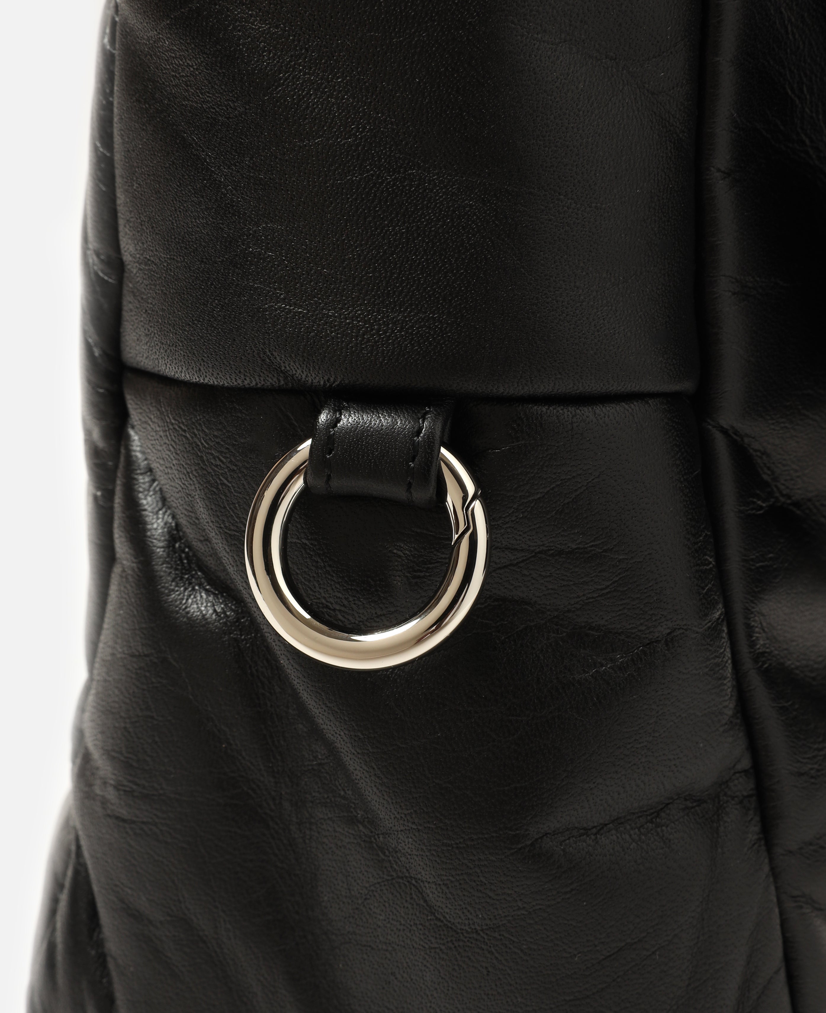 Leather Padded Flap Holiday Bag (Black)