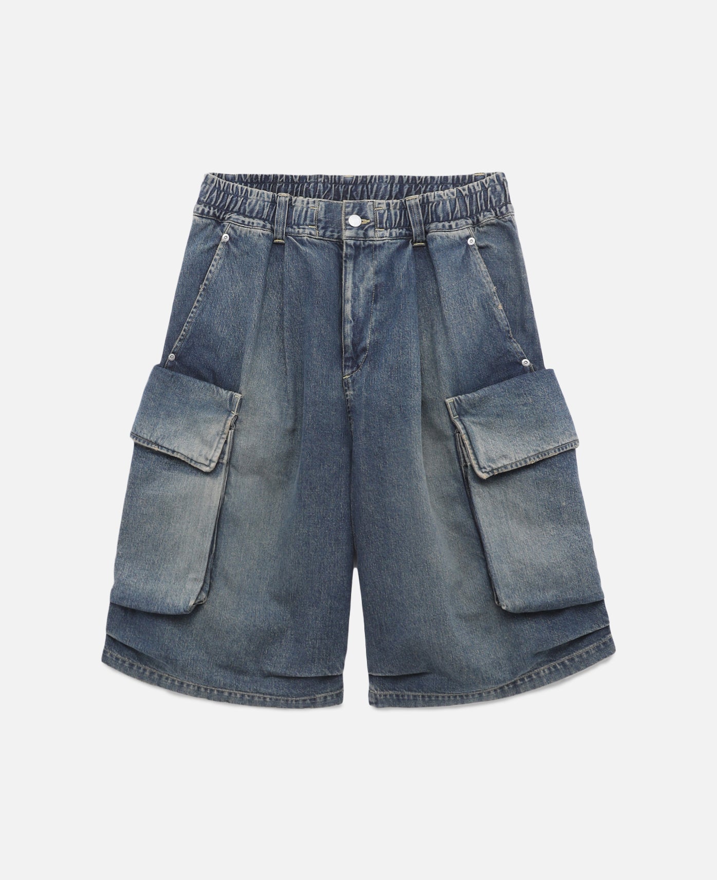 Vintage Dyed Selvedge Denim City Military Half Pants (Blue)