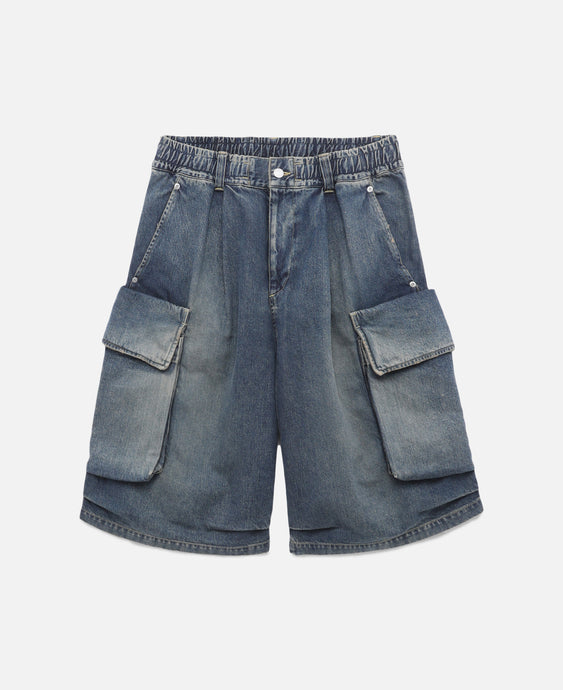 Vintage Dyed Selvedge Denim City Military Half Pants (Blue)