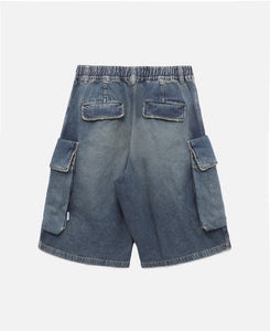 Vintage Dyed Selvedge Denim City Military Half Pants (Blue)