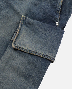 Vintage Dyed Selvedge Denim City Military Half Pants (Blue)