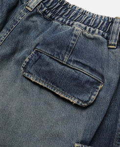 Vintage Dyed Selvedge Denim City Military Half Pants (Blue)