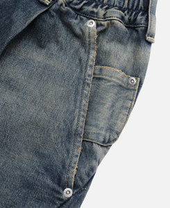 Vintage Dyed Selvedge Denim Massive Twisted Pants (Blue)