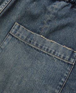 Vintage Dyed Selvedge Denim Massive Twisted Pants (Blue)