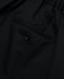 Wool Gabardine City Uniform Wide Tapered Pants (Black)