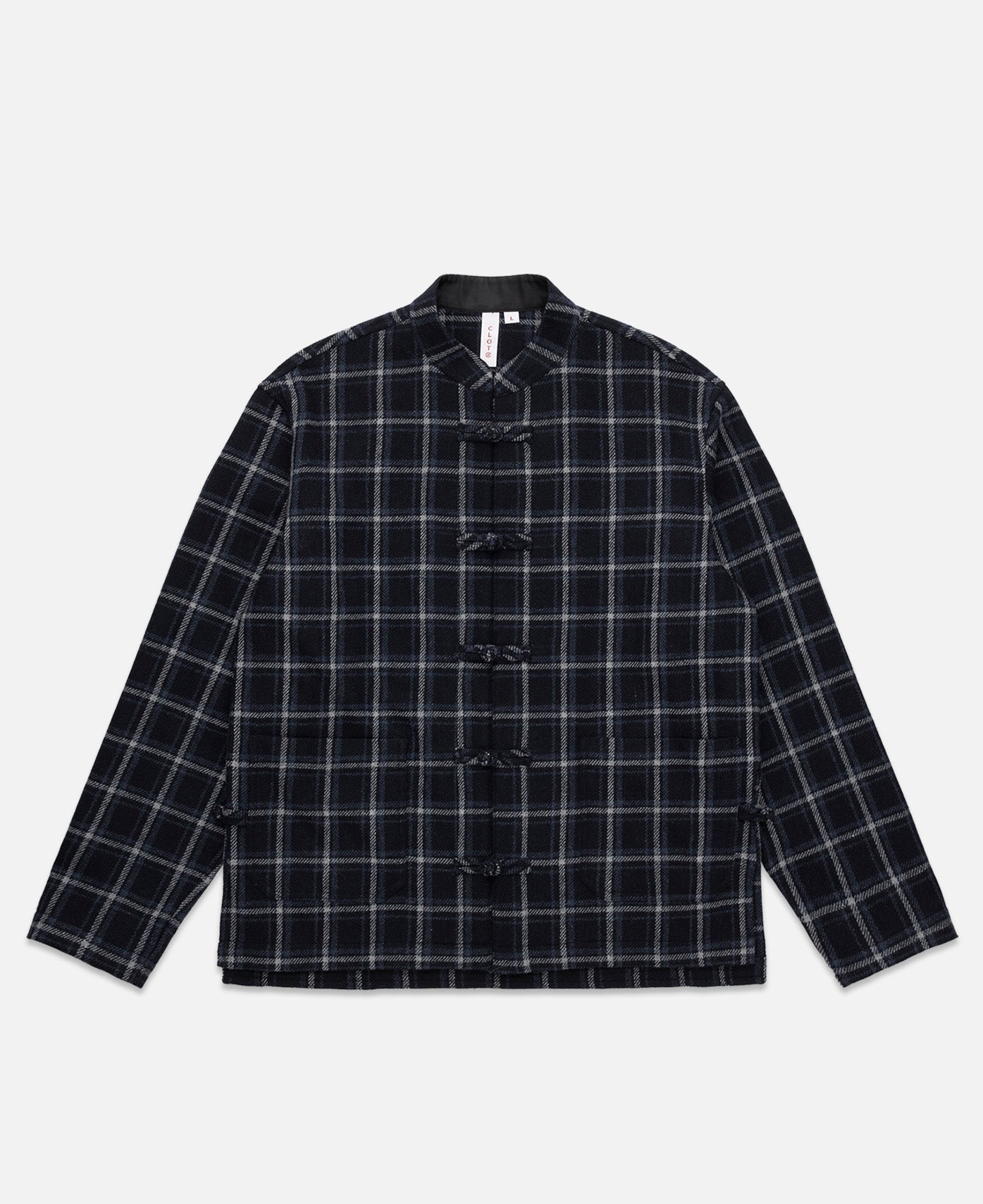 Chinese Checked Jacquard Shirt (Navy)