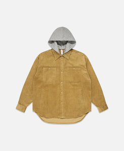 Corduroy Hooded Shirt (Beige)