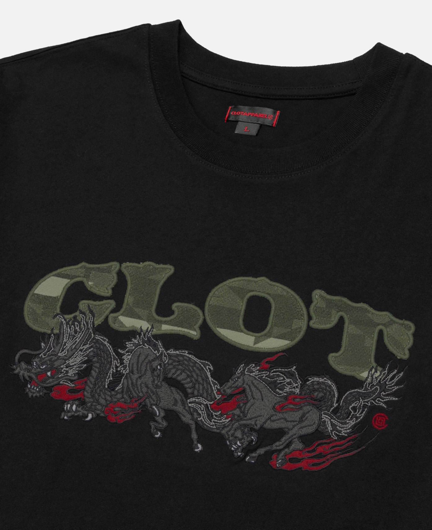 Dragon Horse Long Sleeves T-Shirt (Black)