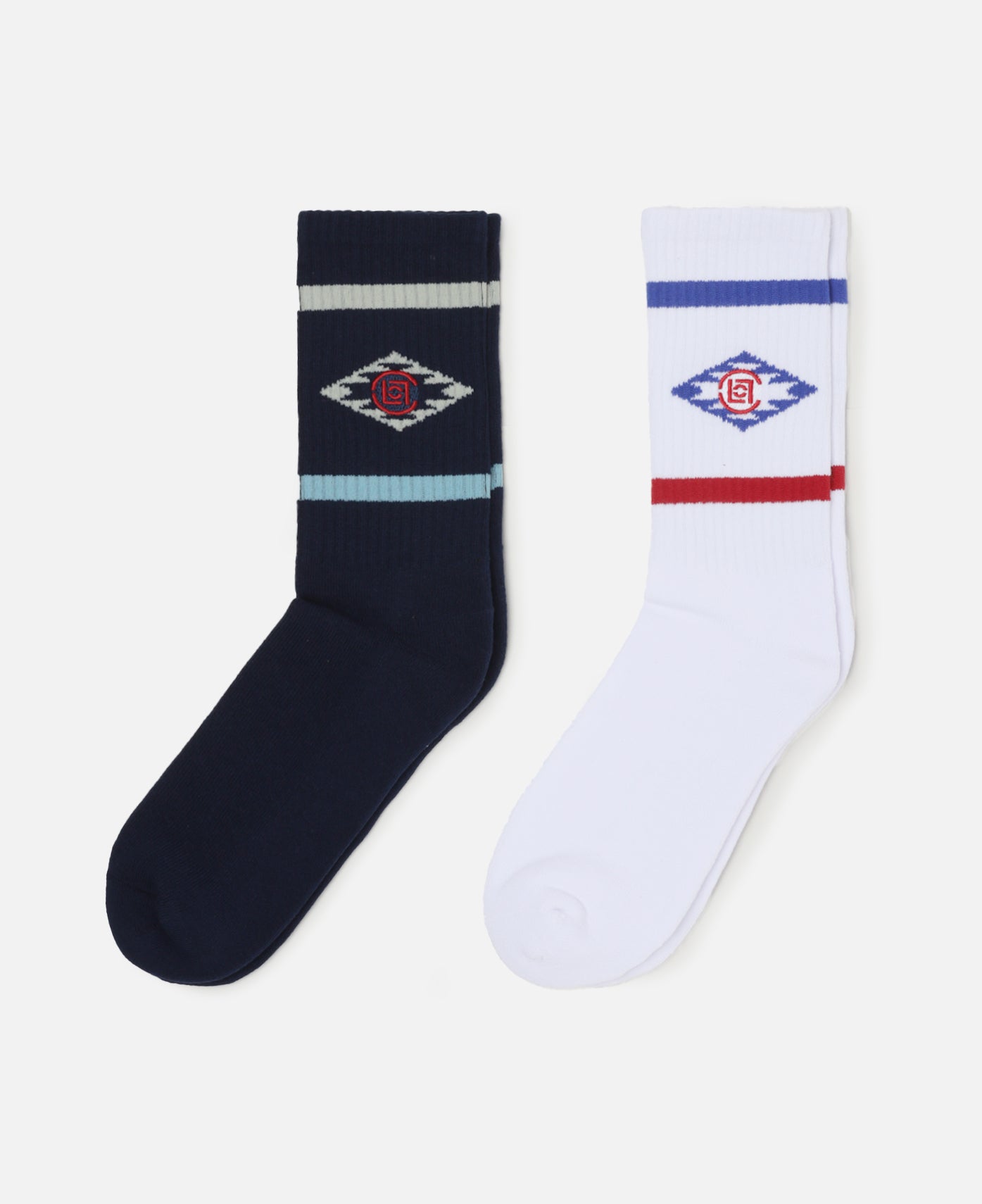 Ethnic Pattern Socks (White/Navy)