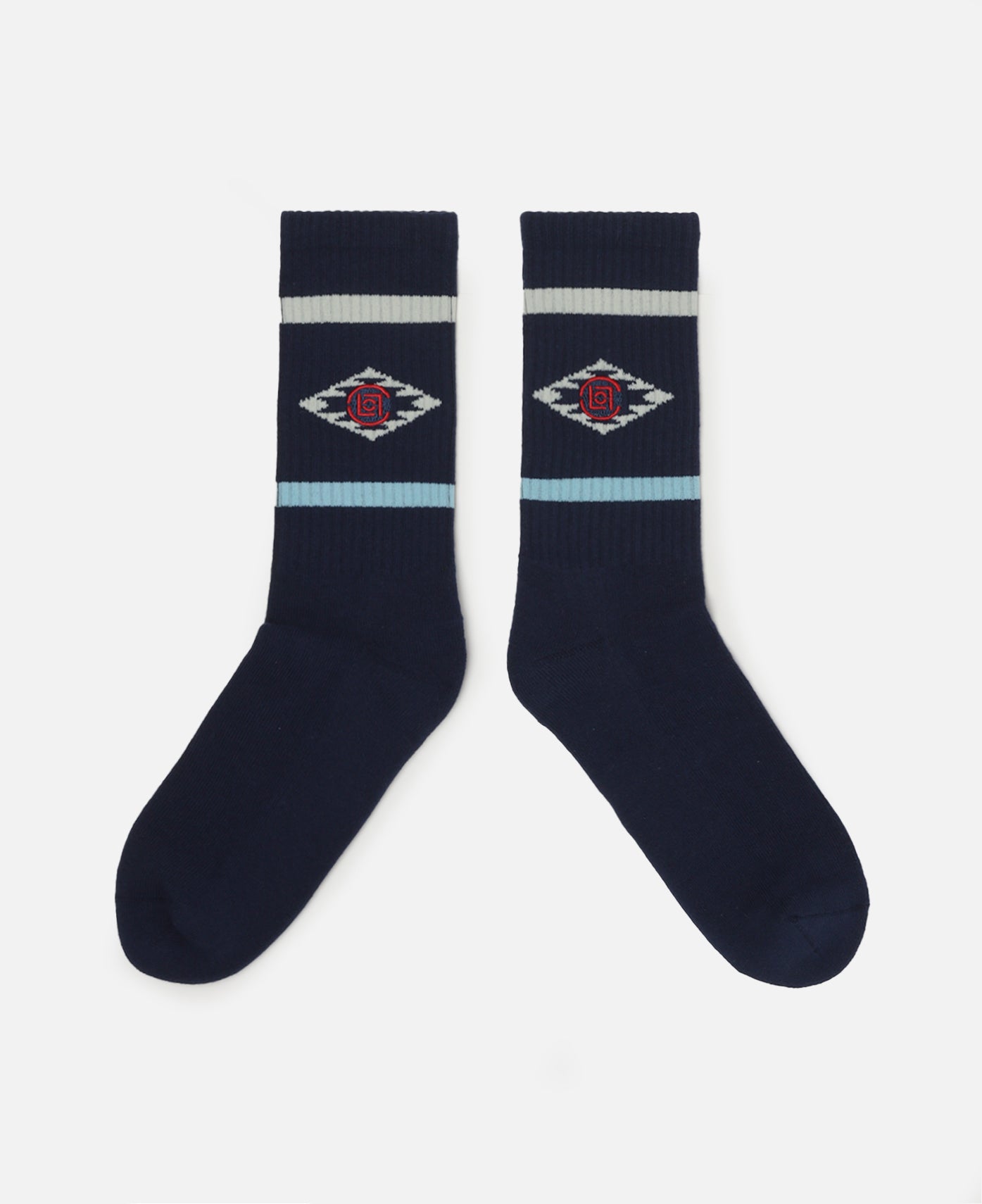 Ethnic Pattern Socks (White/Navy)