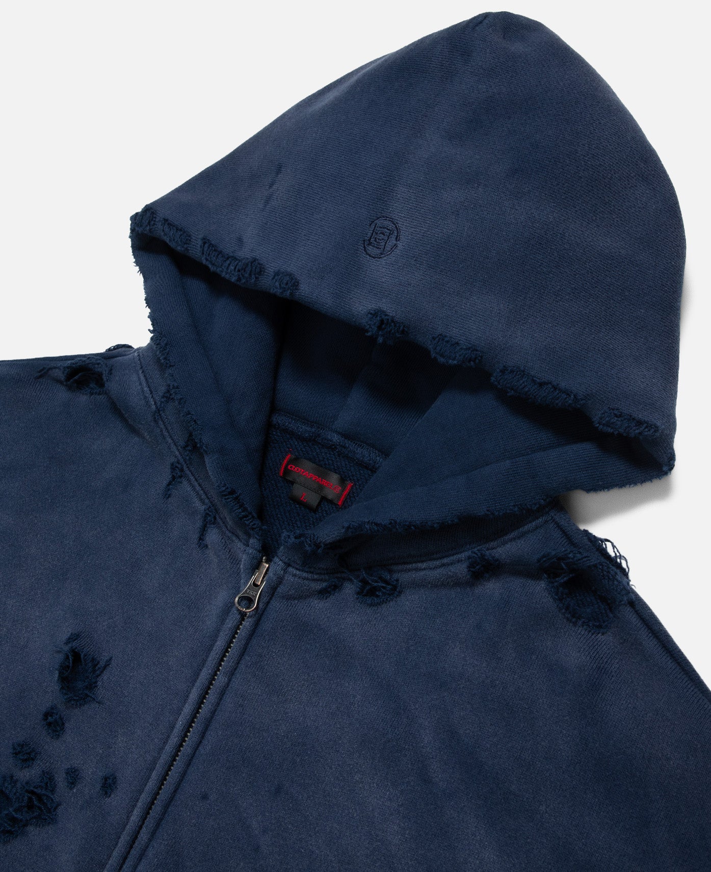 Heavy Washed Zip Up Hoodie (Blue)