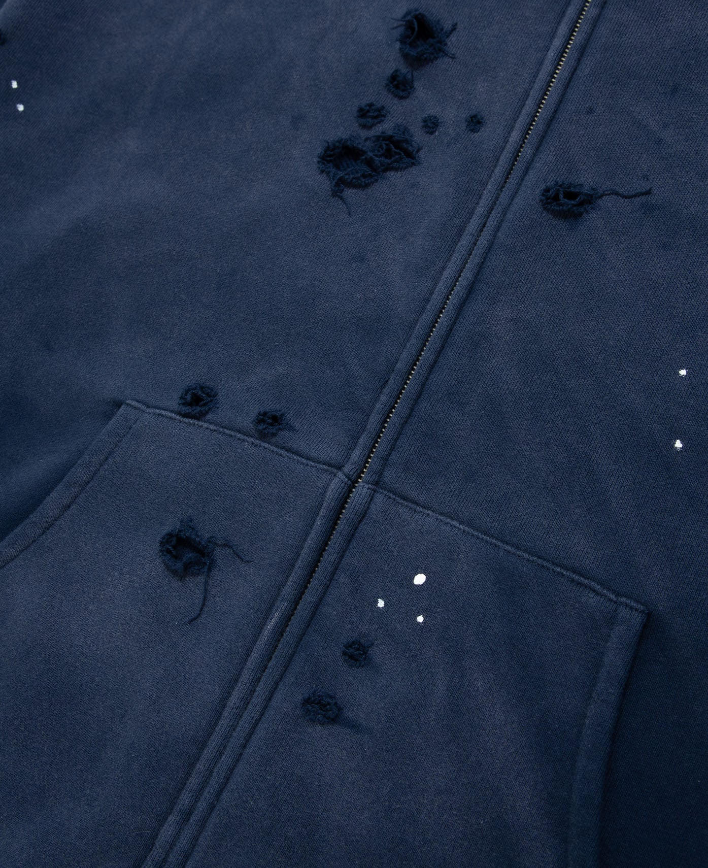 Heavy Washed Zip Up Hoodie (Blue)