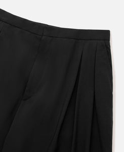 Wool Blend Wide Leg Tailored Pants (Black)