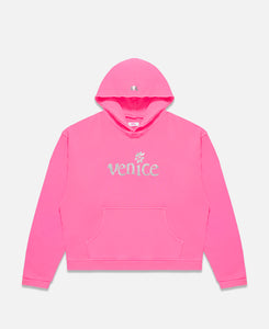 Unisex Silver Printed Venice Hoodie (Pink)