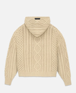 Cable Knit Hoodie (Beige)