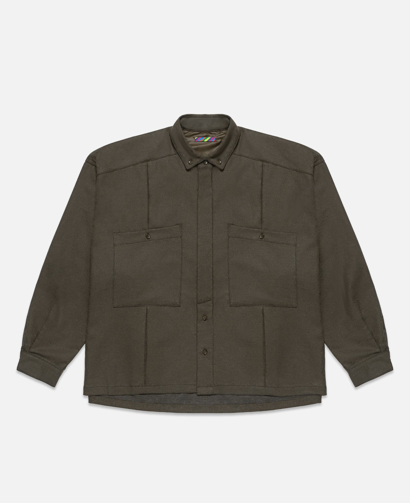 Wool Box Pleated Shirt (Charcoal)