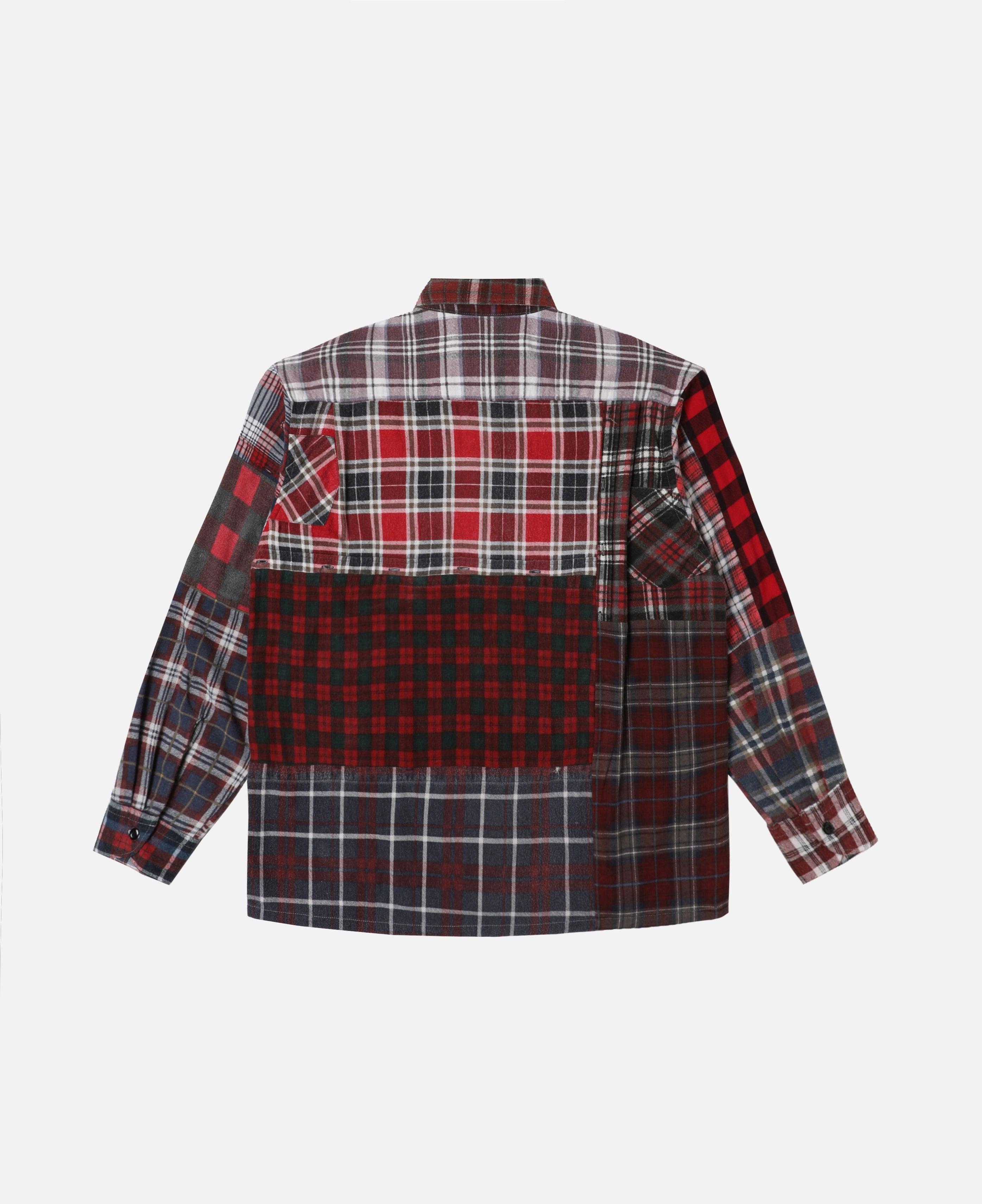 Flannel Shirt - Straight Hem Shirt (Multi) (Size M)