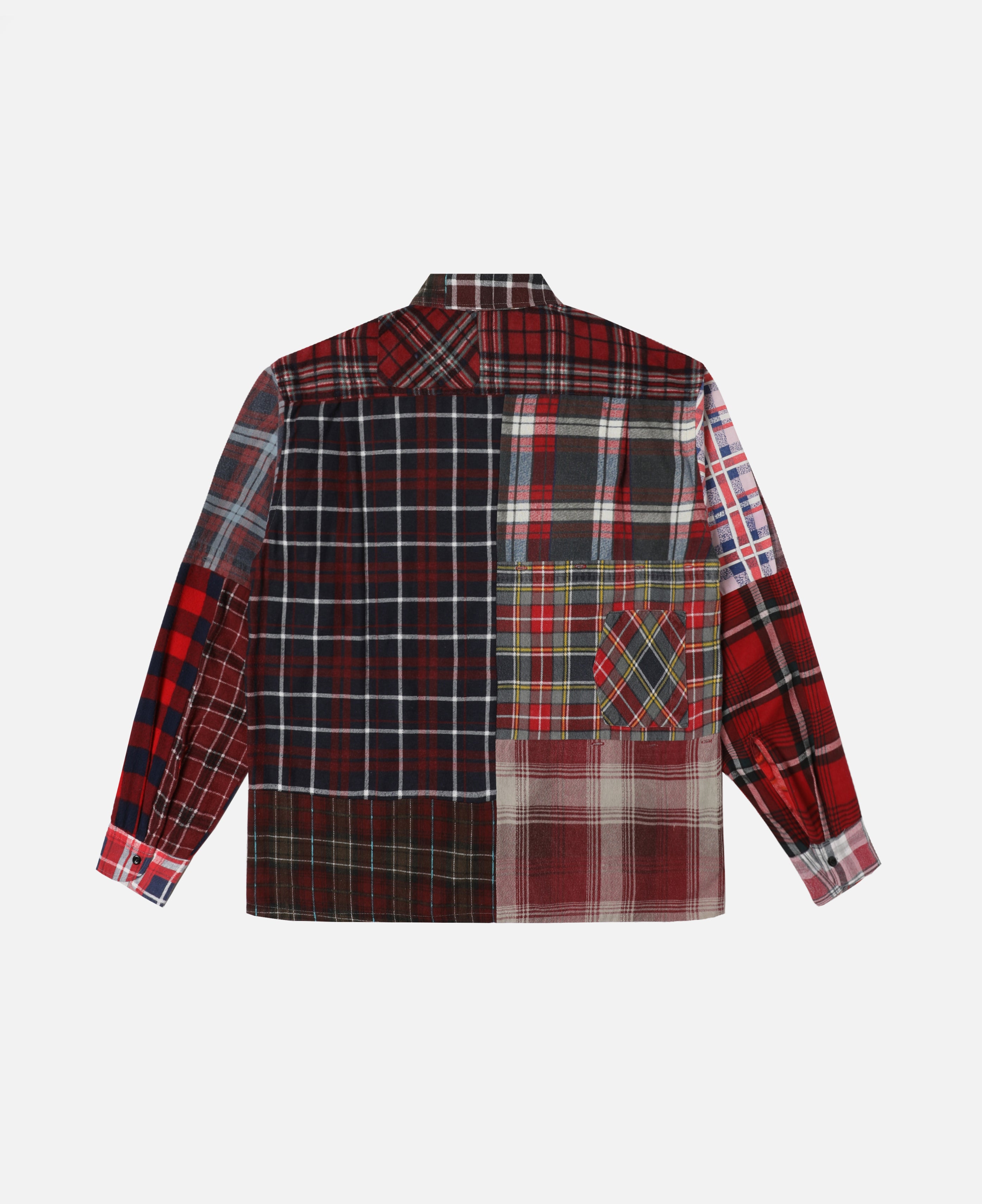 Flannel Shirt - Straight Hem Shirt (Multi) (Size L)