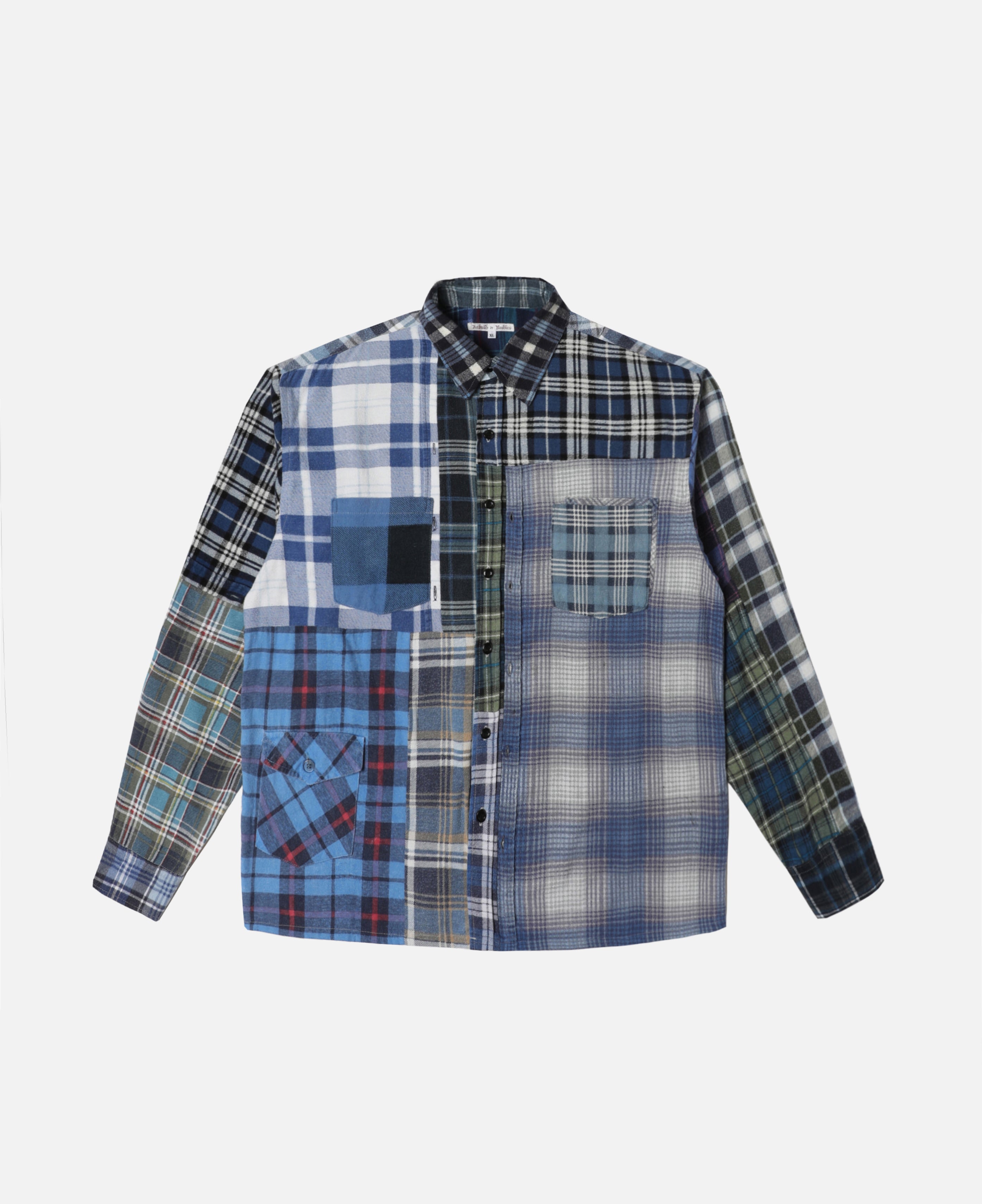 Flannel Shirt - Straight Hem Shirt (Multi) (Size XL)