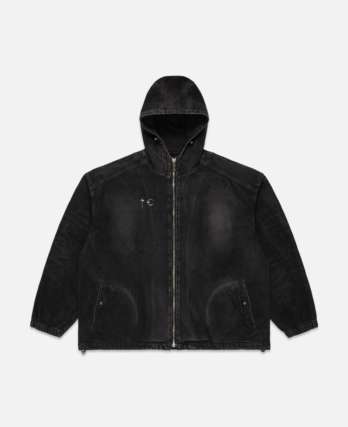 Basic Emblem Denim Jacket (Black)