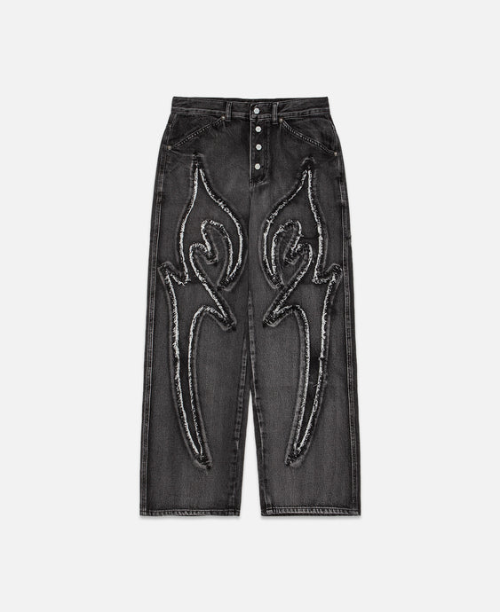 Tribal Denim Pants (Black)