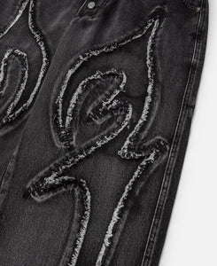 Tribal Denim Pants (Black)