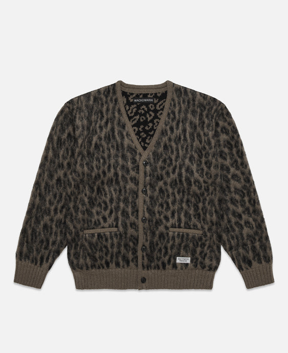 Leopard Heavy Mohair Cardigan (Brown)