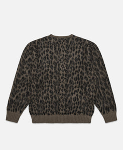 Leopard Heavy Mohair Cardigan (Brown)