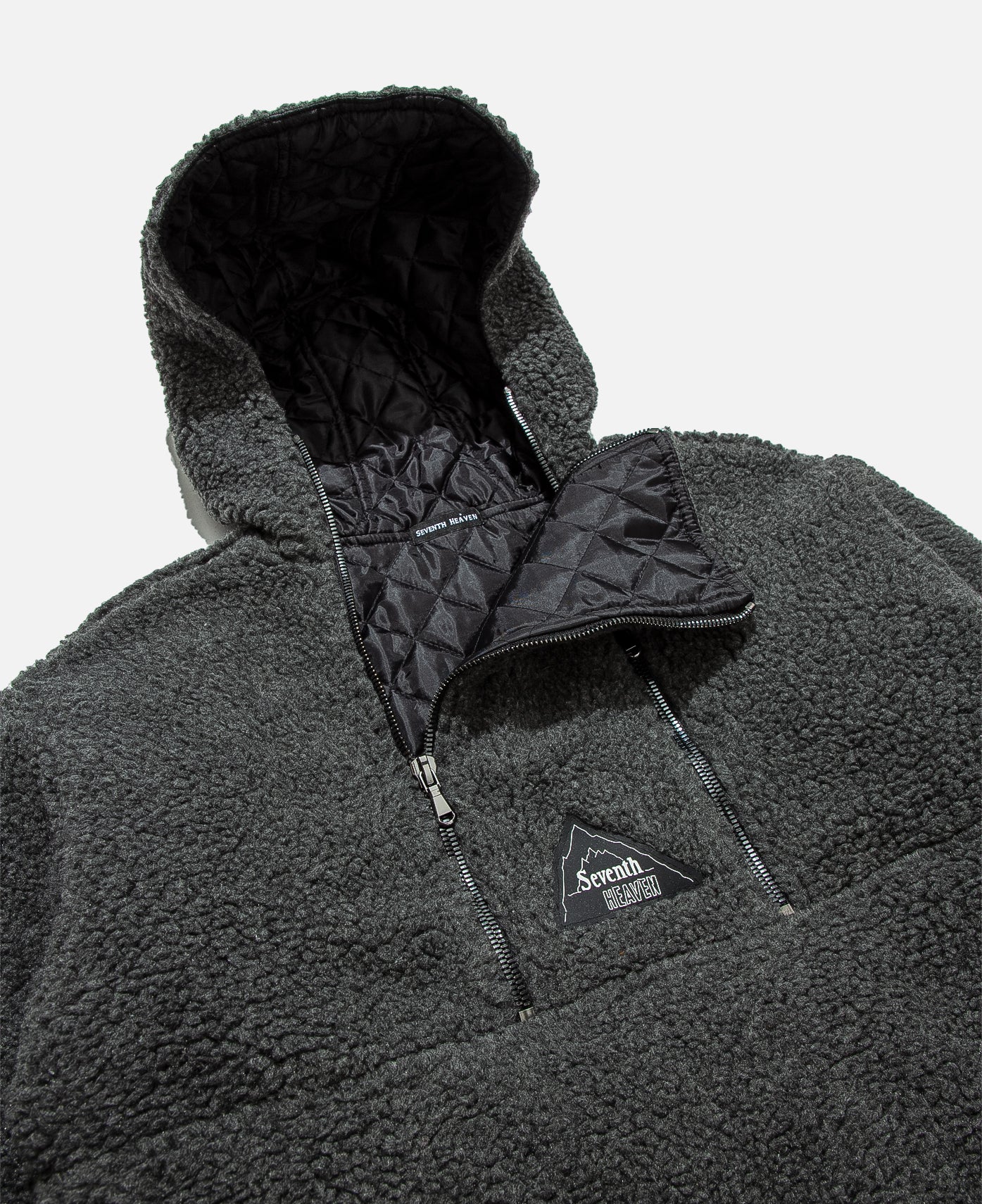 Quarter Zip Sherpa Hoodie (Grey)