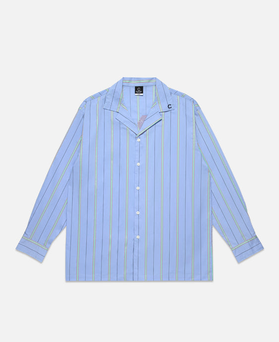 Stripes & Flower L/S Shirt (Blue)