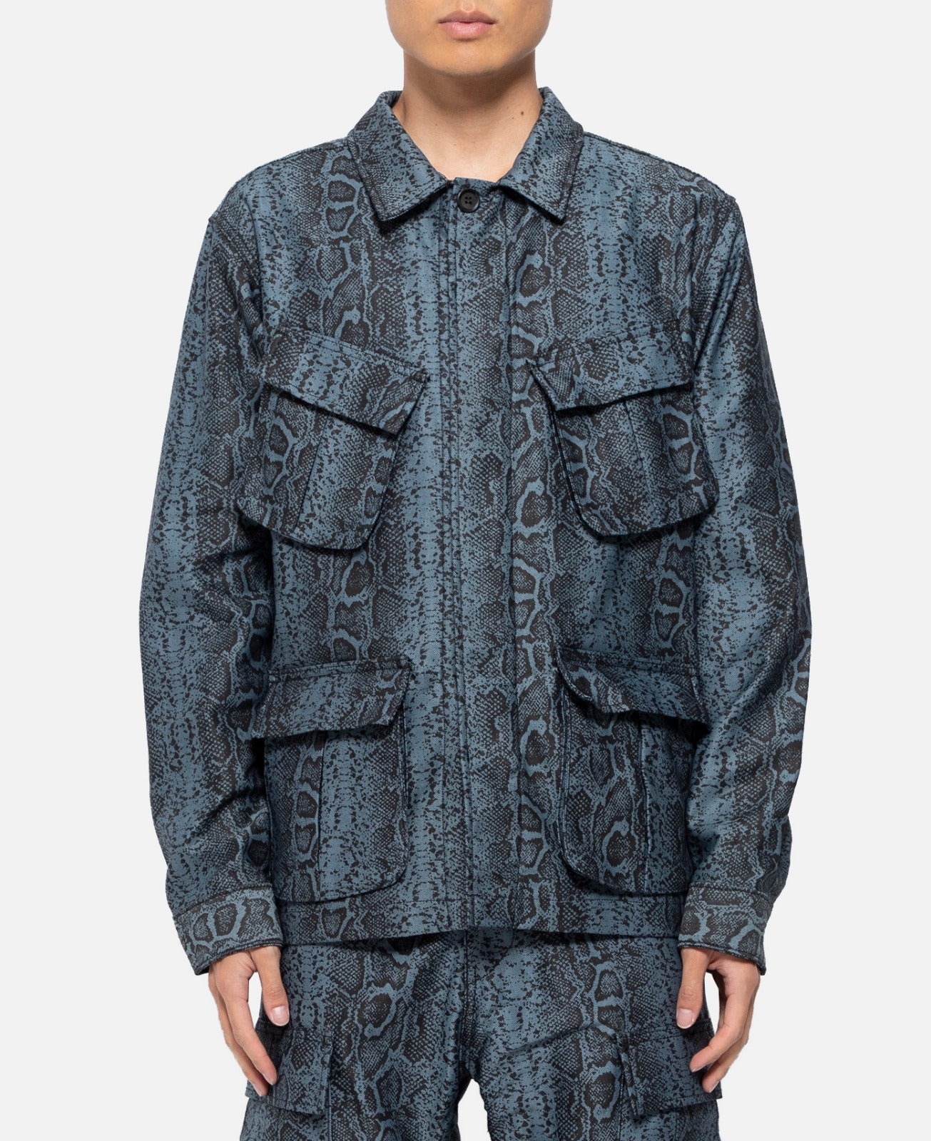 Snakeskin Cargo Jacket (Blue)