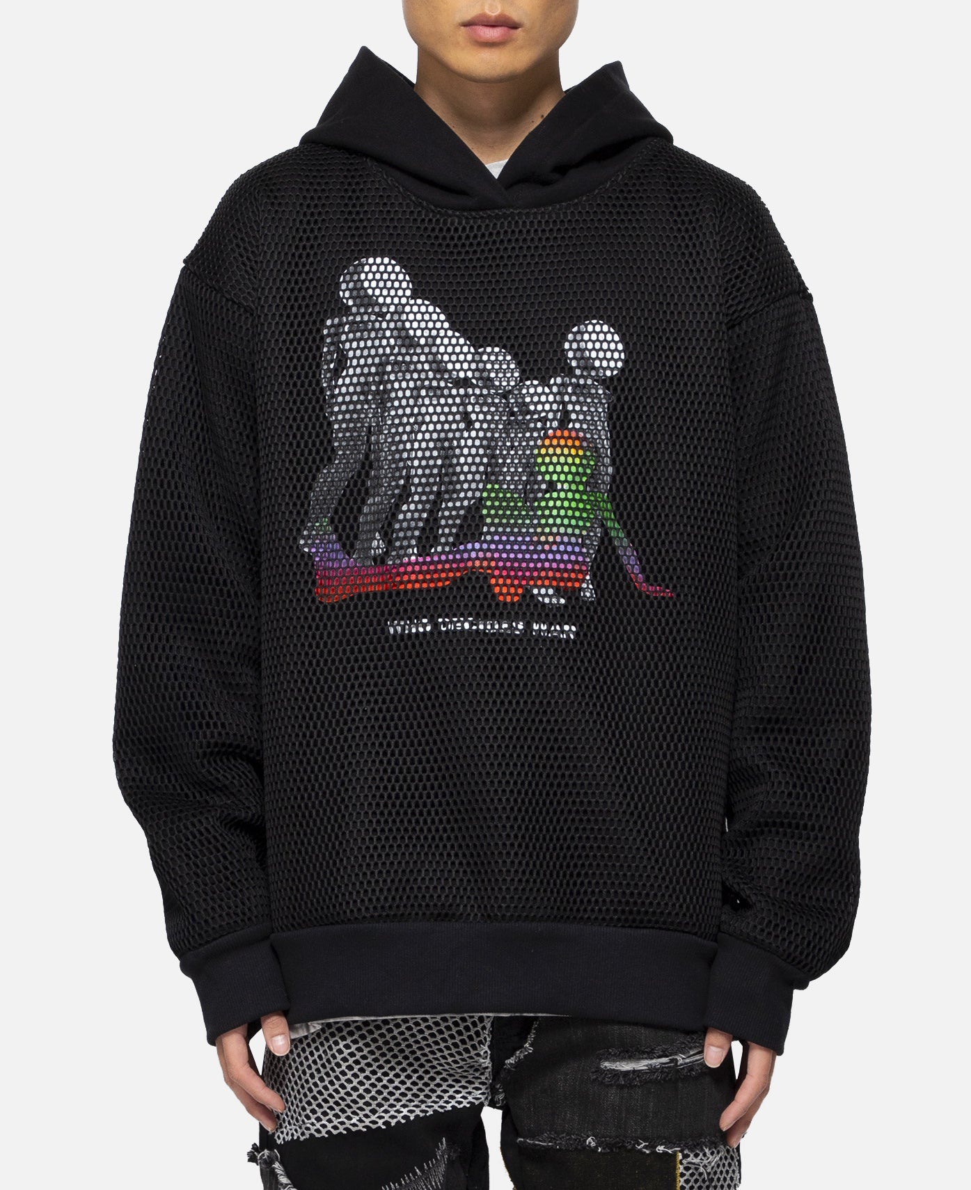 Who Decides War Mesh Overlay Hoodie