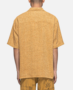 Aube Embroidery Open Collar Shirt (Brown)