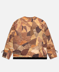 Leather Patch Print Padded Jumper (Brown)
