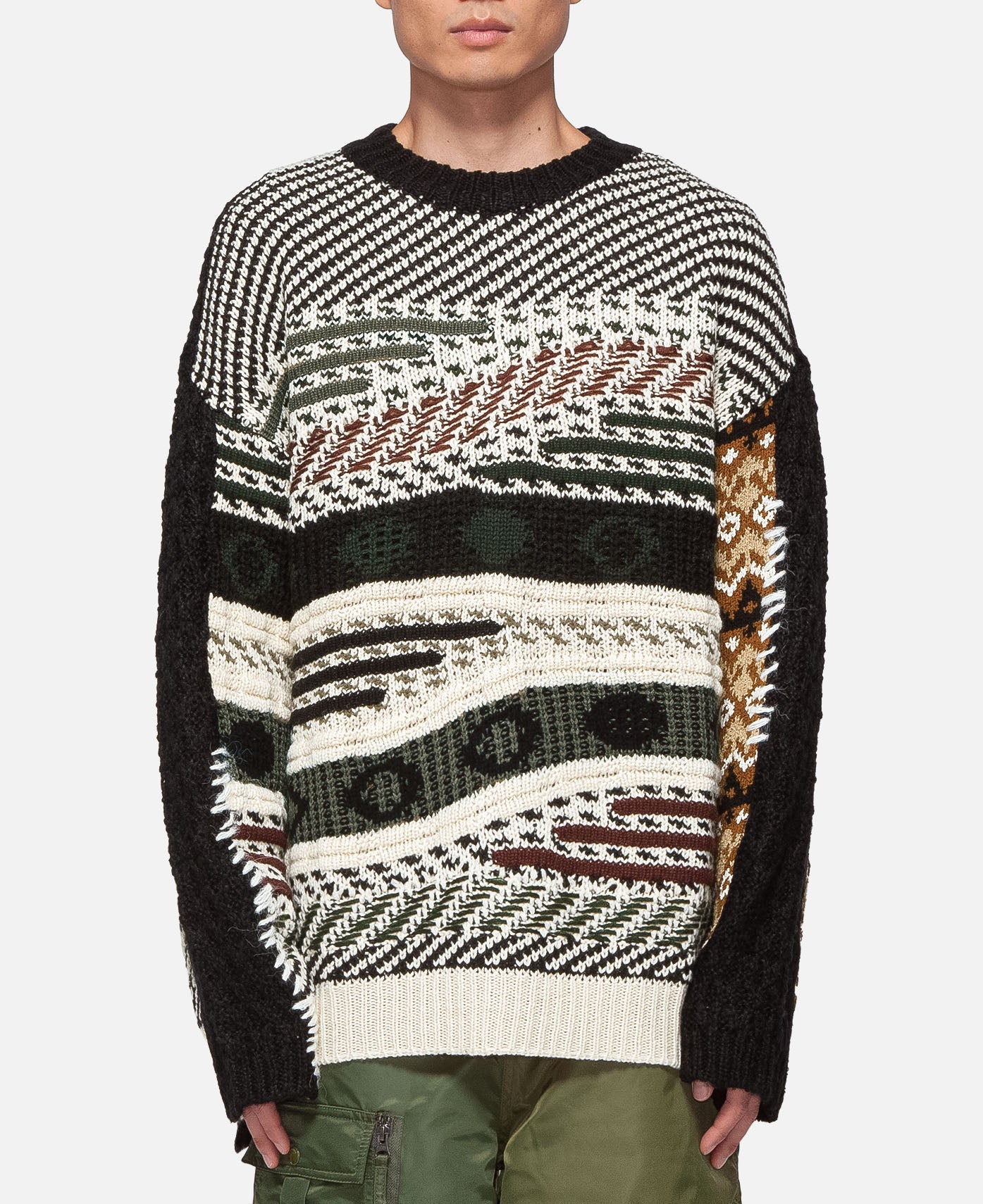 Sautron Jacquard Crewneck Sweater (Black)
