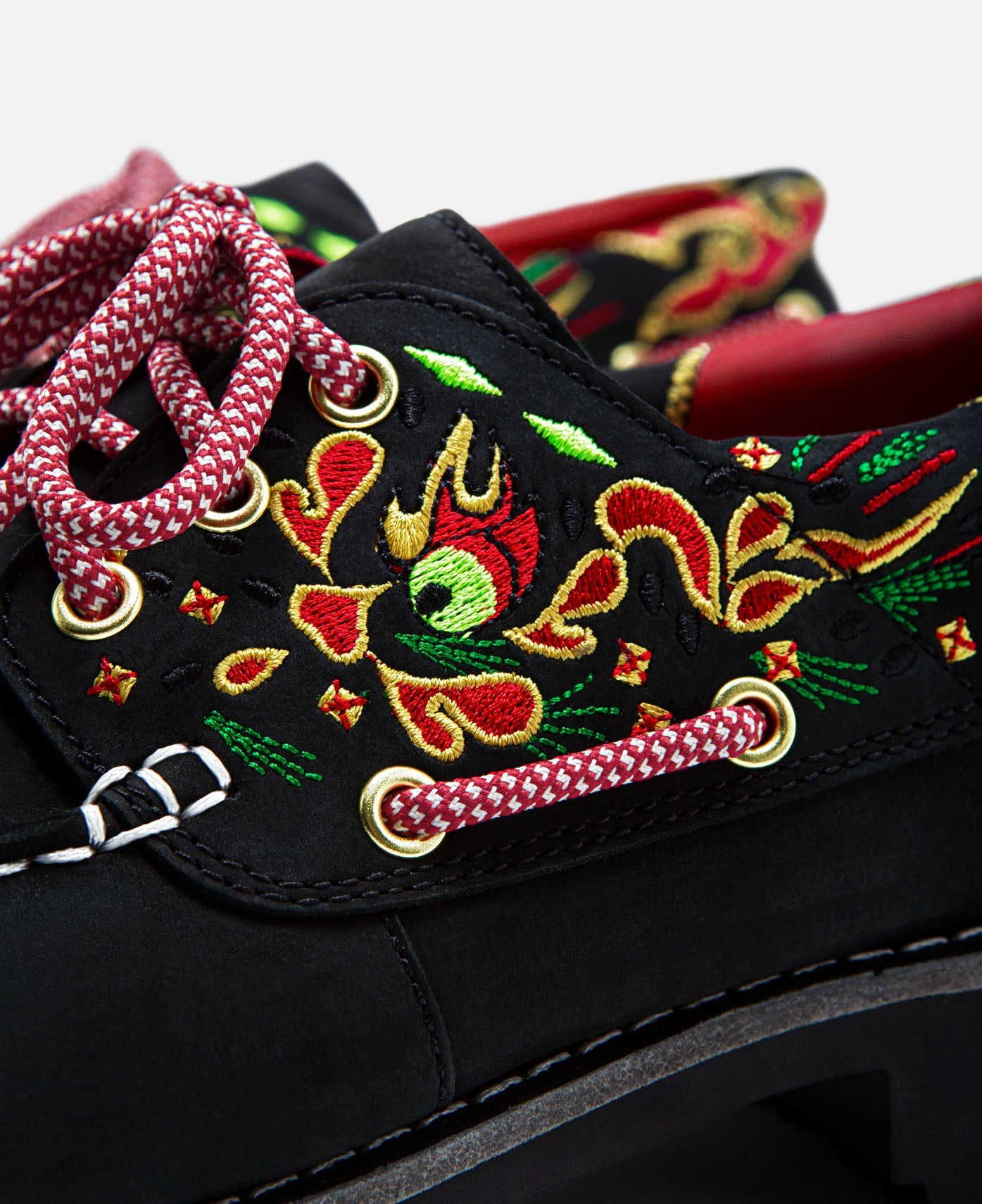 Men's 3-Eye Lug Handsewn Boat Shoes (Black)