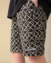Hearted Pattern Paneled Chino Shorts (Black)