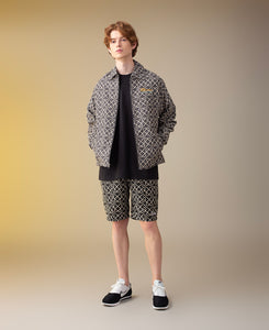 Hearted Pattern Zip Up Jacket (Grey)