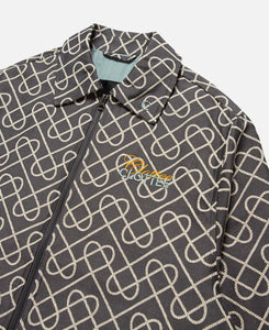 Hearted Pattern Zip Up Jacket (Grey)