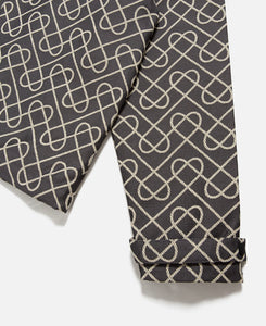 Hearted Pattern Zip Up Jacket (Grey)