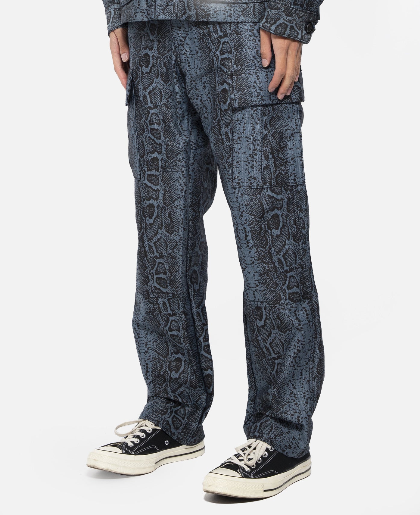 Snakeskin Cargo Pants (Blue)
