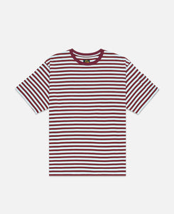 Needles Crew Neck Stripe T-Shirt (Burgundy)