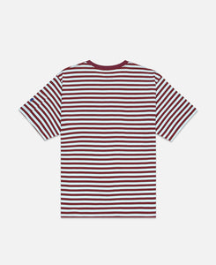 Needles Crew Neck Stripe T-Shirt (Burgundy)