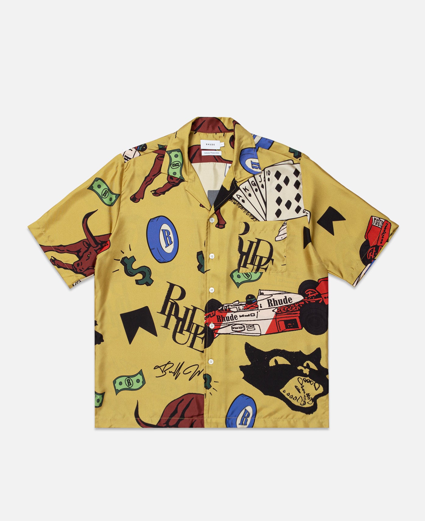 Silk Doodle S/S  Button Up (Yellow)